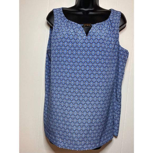 Dana Buchman Blue and Gold Accented Blouse  Size Large - Picture 2 of 4